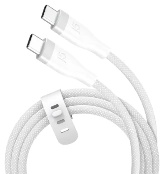 J5Create Opletený nabíjací kábel USB-C biela / Nabíjací a dátový kábel / USB-C - USB-C / 60 W / 1,8 m (JUCX18L18W-N)