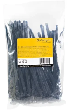 StarTech Sťahovacia páska 200 mm čierna / Sťahovacia páska / Nylon / 100 ks (CBMZTRB8BK)