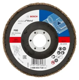 BOSCH Lamelový brúsny kotúč X431 P80 125 mm / Lamelový brúsny kotúč / Zrnitosť P80 / O 125 mm / Otvor 22,23 mm (2608603718)