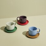 Hübsch Šálka s podšálkou Amare Burgundy/Red 200 ml