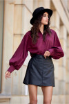 Krátka koženková sukňa SPO0052 čierna - Roco Fashion 38