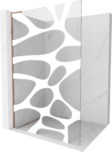 MEXEN/S - Kioto L Sprchová zástena WALK-IN 100 x 200, biely vzor, ružové zlato 800-100-103-60-97