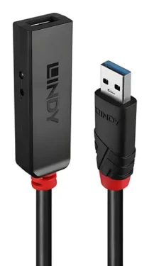Lindy USB 3.0 aktívna predlžka Slim čierna / USB-C / 8 m / 5 Gbit / s / DC napájanie (43402)