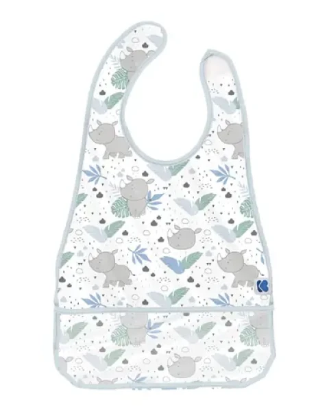KikkaBoo Podbradník plastový s vreckom Savanna Pattern Blue / Rozmery: 28.5 x 46 cm / Vhodné pre deti od 4 mesiacov (31303030040KB)