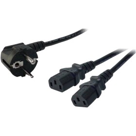 LogiLink napájací prepojovací kábel [1x uhlová zástrčka s ochranným kontaktom - 2x zástrčka C13] 1.70 m čierna; CP101