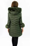 Dámska prešívaná zimná bunda v khaki farbe s kapucňou (w750-1) odstíny zelené S (36)