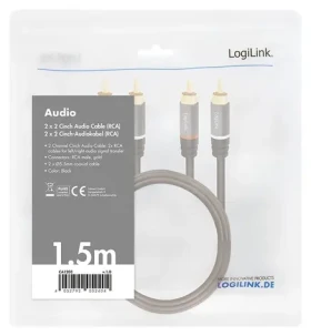 LogiLink Audio kábel 2x RCA - 2x RCA čierny / Audio kábel / 1,5 m (CA1203)