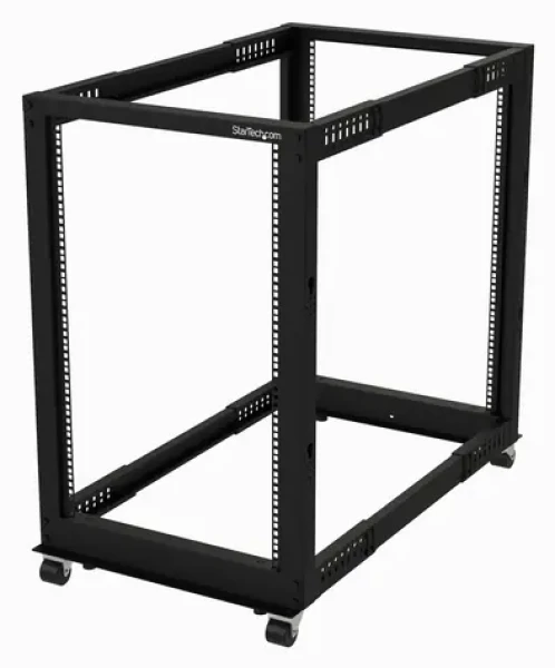 StarTech Otvorený rack 18U mobilný / Otvorený rozvádzač / 19" / 4-stĺpikový / nastaviteľná hĺbka 22-40" / pojazdný (4POSTRACK18U)