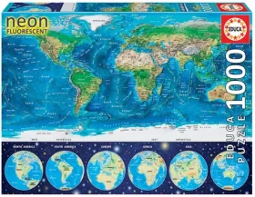 Educa Svietiace puzzle Mapa sveta 1000 dielikov