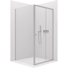 CERANO - Sprchovací kút Varone POINT Ľ/P - 6 mm - chróm, transparentné sklo - 140x100x195 - posuvný CER-DY505-140100