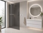 CERANO - Sprchová zástena Walk-in Onyx L-ľavá vzpera - 10 mm - chróm, grafitové sklo - 140x200 CER-8050BD74104