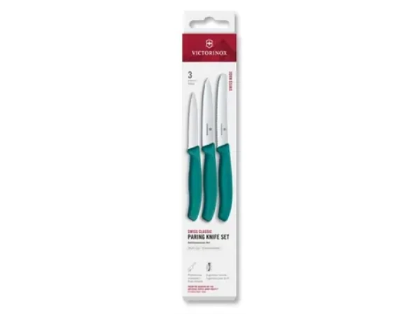 VICTORINOX Swiss Classic Kuchynský nôž 3 ks set zelená / rovné a vrúbkované ostrie (6.7114.34C1)