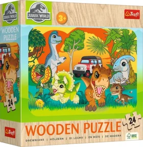 Trefl - Puzzle - Drevené puzzle Jurský svet: Zoznám sa s dinosaurami