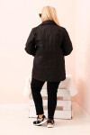 Dámska prešívaná bunda Plus Size s golierom a gombíkom Black UNI