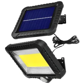 Maclean MCE438 čierna / Solárny LED reflektor / senzor pohybu / nástenný / IP44 / 6000K / 400lm (MCE438)