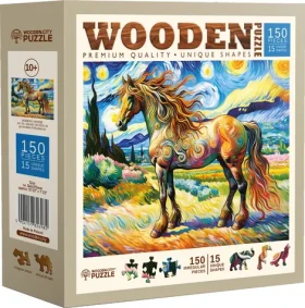 Wooden City Drevené puzzle Moderný kôň 150 dielikov