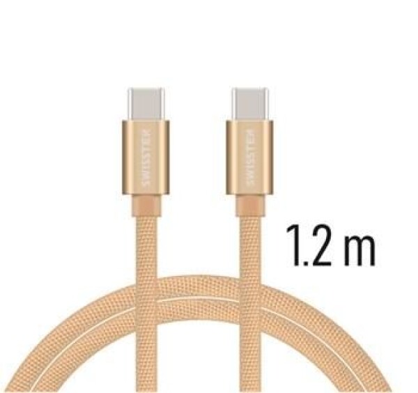 SWISSTEN TEXTILE dátový kábel USB-C - USB-C 1.2m zlatá (71527204)