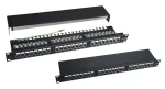Xtendlan čierna / Patch panel / 19" / 24 portov / Cat6 / tienený / vyväzovacie úchyty (XL-PP19-24C6S-A)