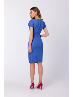 Vreckové šaty s opaskom S336 modré - Stylove M