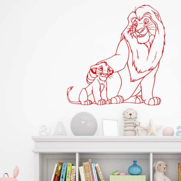 Veselá Stena Samolepka Mufasa a Simba Leví kráľ Farba: červená, Veľkosť: 100 x 101 cm