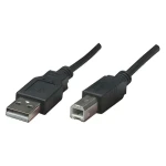 USB kábel AB 3M čierny / Kábel / USB 2.0 / 480 Mb/s / AWG 28