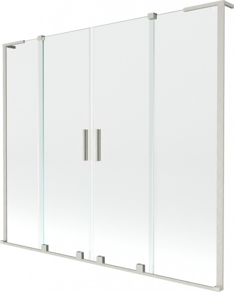 MEXEN/S - Velar L Duo dvojkrídlová posuvná vaňová zástena 200 x 150, transparent, nikel kartáčovaný 896-200-003-02-97