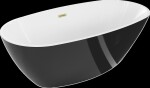 MEXEN/S - Eris voľne stojaca vaňa 180 x 95, biela/čierna, sifón a prepad zlatá kartáčovaná 53441809575-55