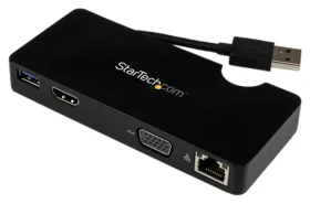 StarTech Mini Docking Station čierna / Dokovacia stanica pre notebooky / USB-A / HDMI / LAN (USB3SMDOCKHV)