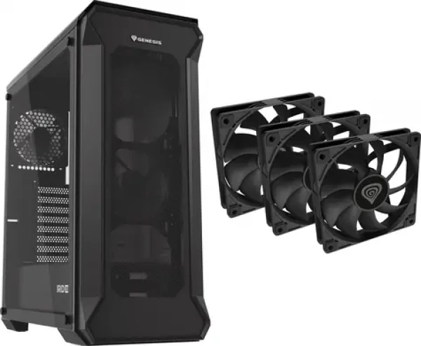 Genesis Irid 505 V2 čierna + Oxal 120 3-pack / PC skriňa / ATX, micro-ATX, mini-ITX / USB 2.0/3.0 / 3x ventilátor 120mm (M-9068937)