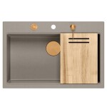 Quadron - Granitový drez MARC 110 WORKSTATION Beige Zlatá zátka ZLE-09046