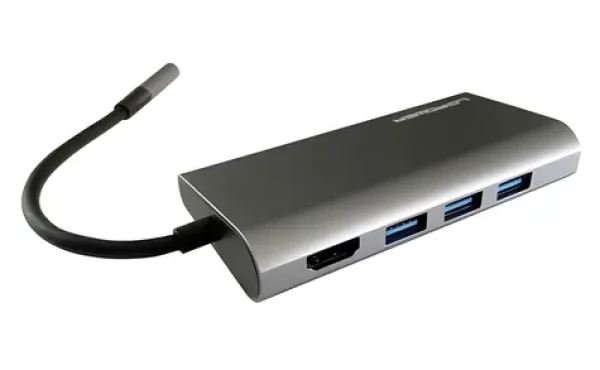 LC-Power LC-HUB-C-Multi-5 / USB-C hub / 3x USB-A 5 Gbps / USB-C PD 100 W / HDMI 4K / Gigabit LAN / čítačka SD (LC-HUB-C-MULTI-5)