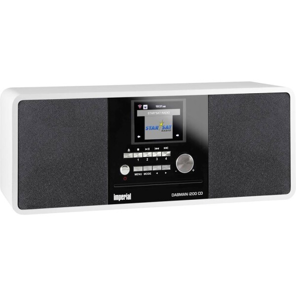 Imperial DABMAN i200CD 22-237-00 internetové stolný rádio, DAB+, FM, internetové, Bluetooth, DLNA, Wi-Fi, AUX, internetové rádio, DLNA, biela; 22-237-00