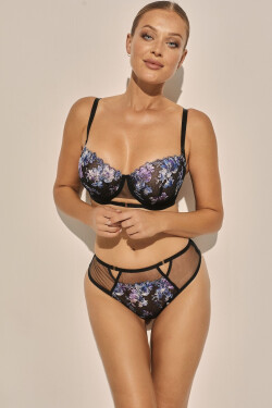 Mäkká podprsenka Kinga SC-1161 Flower Chick černo-modrá 75G