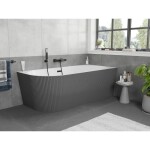 MEXEN/S - Silo voľne stojaca rohová vaňa pravá reliéf 170 x 80, biela/sivá, sifón a prepad čierna 52891708062P-70
