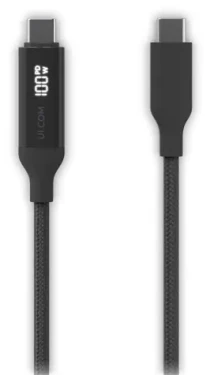 Ubiquiti USB-C nabíjací kábel s displejom 30 cm / Nabíjací kábel / USB-C - USB-C / 100 W (UACC-Cable-USB-100W-0.3M-BK)