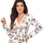 Dámska nočná košeľa Naomi Ecru vzor - Donna L ecru-modrá