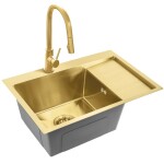 REA REA - Oceľový drez Fín BRUSH GOLD s kuchynskou batériou KPL-96013