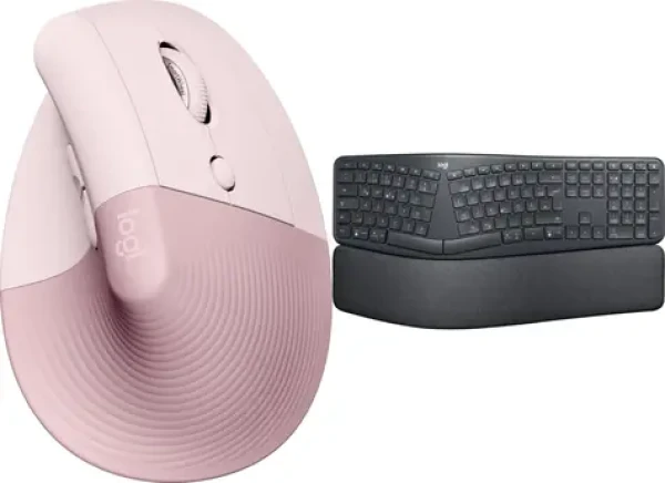 Logitech Lift ružová + Ergo K860 / Sada / Ergonomická myš + klávesnica / bezdrôtová 2.4 GHz / pre pravákov