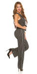 Sexy party jumpsuit with fabric belt white