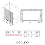 CERANO - Sprchové krídlové dvere Antelo s pevnou časťou L/P - 6 mm - chróm, transparentné sklo - 130(100+30)x190 CER-435878