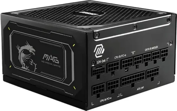 MSI MAG A1000GL PCIE5 II čierna / Zdroj / 1000W / ATX 3.1 / PCIe 5.1 / 80 PLUS Gold / 135mm (MAG A1000GL PCIE5 II)