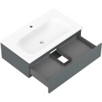 MEXEN/S - Rivel kúpeľňová skrinka 80 cm s umývadlom Vela, 1 šuplík, reliéf, grafit mat/biela mat 91A20-08023-1-BF66-W23M01