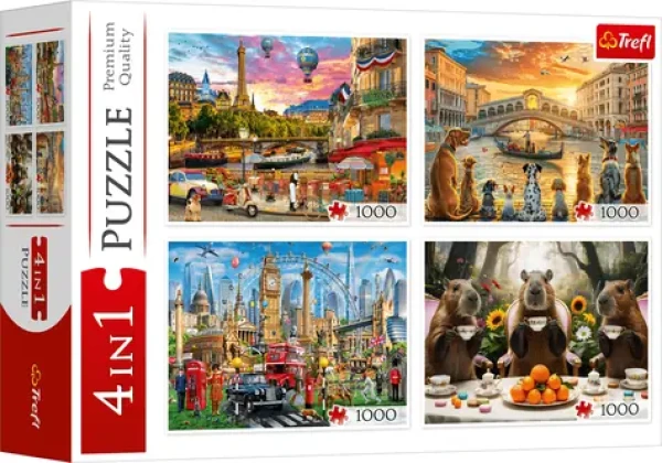 Trefl Puzzle Maľované mestá a Kapybary