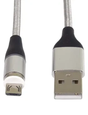 PremiumCord Magnetický kábel micro USB/USB-C strieborná / Nabíjací a dátový kábel / USB 2.0 / 3A / 1m (ku2m1fgi)