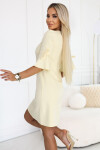 217-12 NEVA Dámske trapézové šaty so zaväzovaním na rukávoch - pastelovo žlté XL