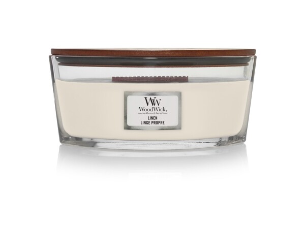 WoodWick Linen Elipsa 453.6g - sviečka loď / doba horenia: až 40 h (5038581056920)