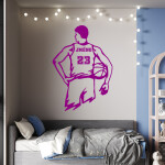 Veselá Stena Samolepka Veľký basketbalista s menom Farba: fialová, Veľkosť: 100 x 70 cm