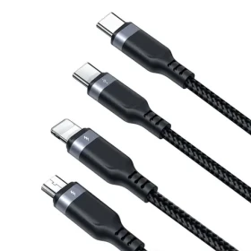 Joyroom S-A18 3in1 kábel USB-A - Lightning / USB-C / micro-USB 1.2m čierna (6956116708986)