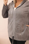 Dámska mikina Plus Size s kapucňou a potlačou BKLYN, grafitová UNI