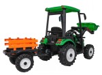 Mamido Detský elektrický traktor MEGA D68 24V s prívesom zelený
